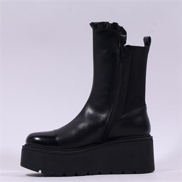 Marco Moreo Vale Frill Toe Cap Boot - Black Leather